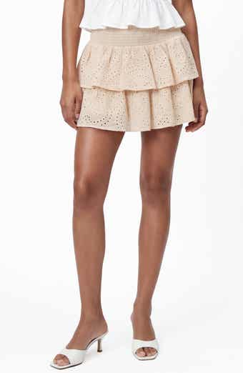 Love By Design Kara Embroidered Eyelet Tiered Miniskirt