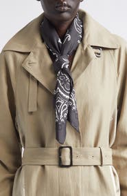 FERRAGAMO Arabesque Print Cotton & Silk Square Scarf