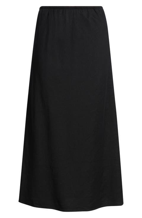 Linen Blend Midi Skirt