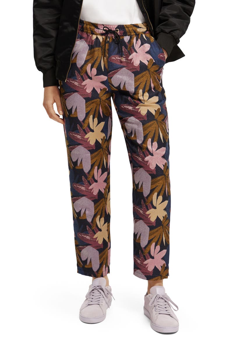 Floral Jacquard Drawstring Pants, Main, color, 5580-FLOWER CAMO