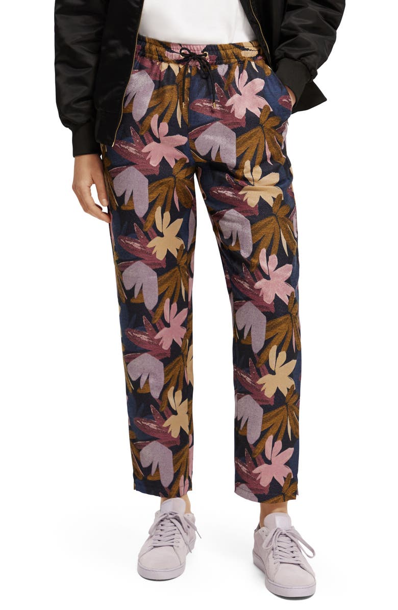 Scotch & Soda Floral Jacquard Drawstring Pants, Main, color,