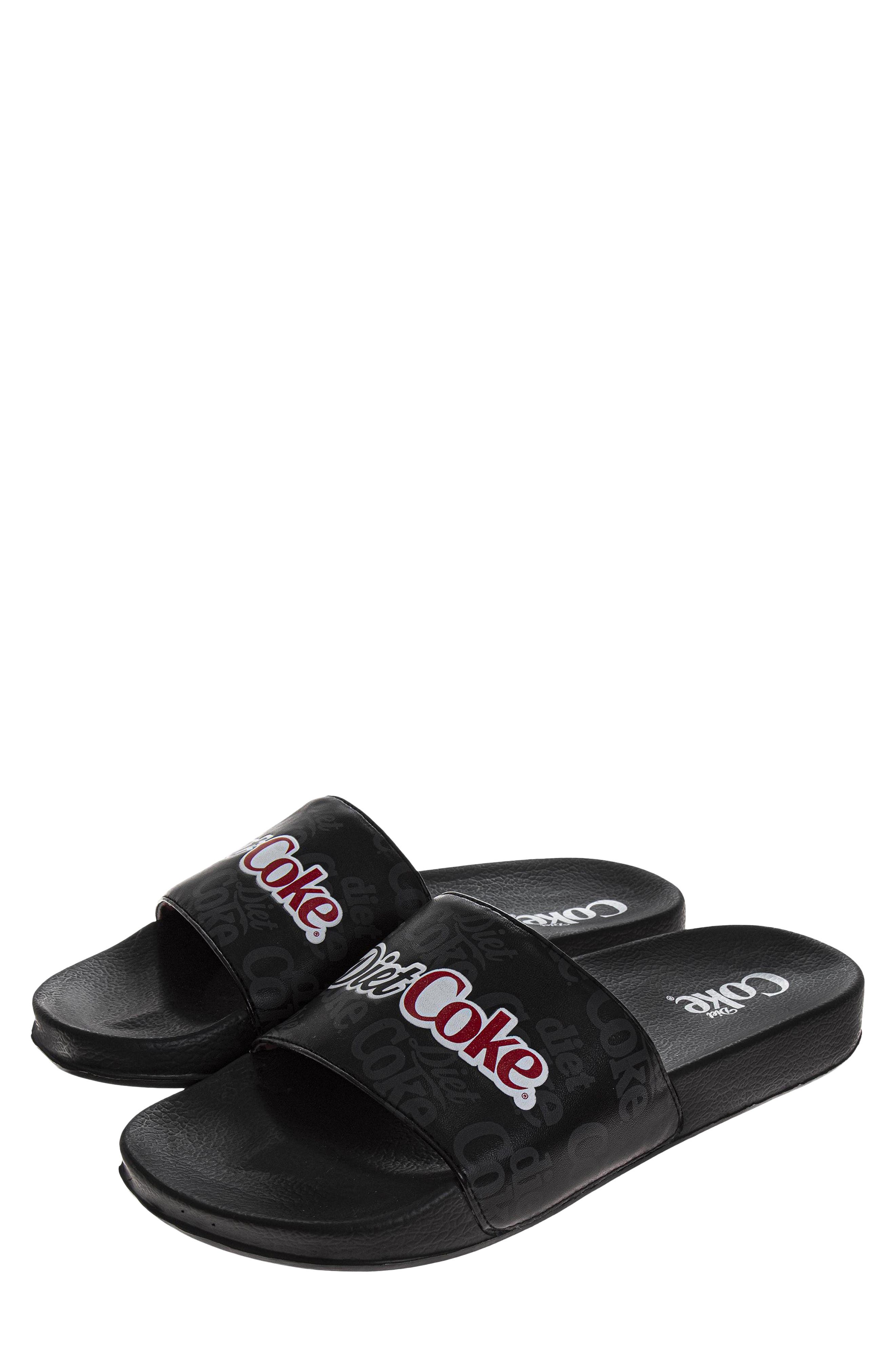 Diet Coke® Slide Sandal, Alternate, color, BLACK