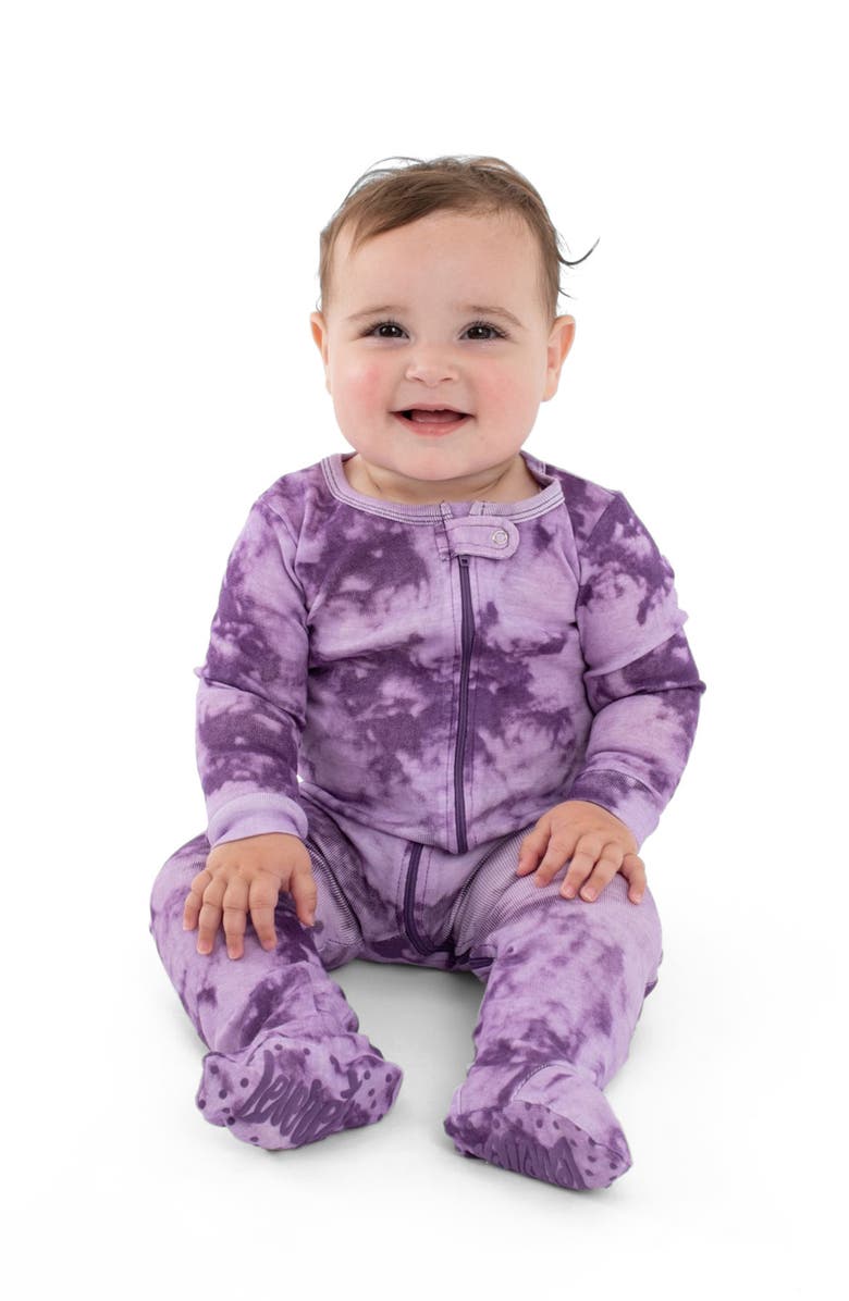 Leveret Footed Tie Dye Cotton Matching Family Pajamas, Alternate, color, Tie Dye Purple Mix