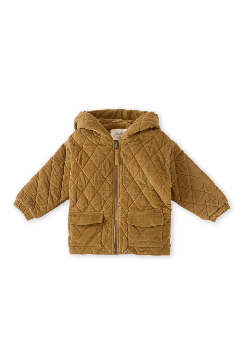 Organic Cotton Corduroy Quilted Hooded Jacket, Main, color, YELLOW