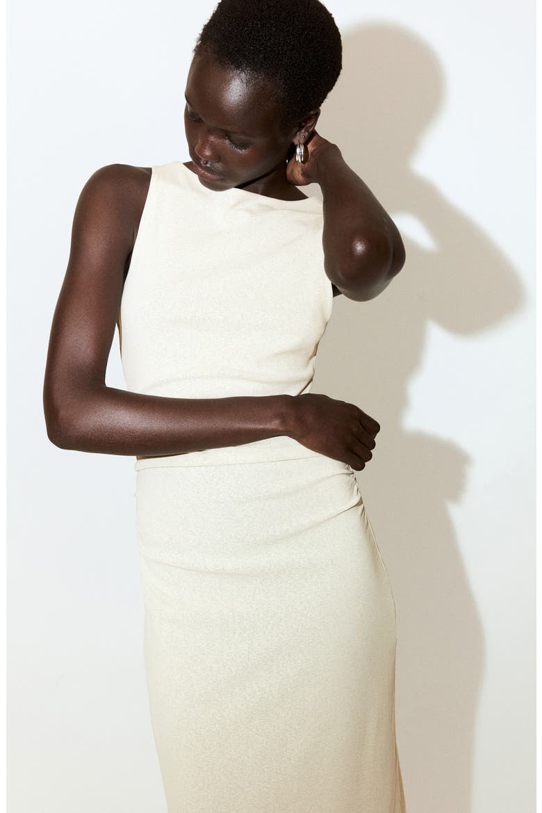 Drape Waist Sheath Midi Dress, Alternate, color, ICE GREY