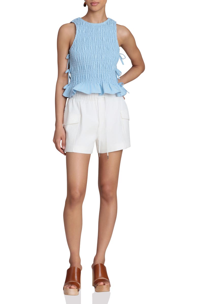 Avec Les Filles Smock Linen Blend Top, Alternate, color, Light Blue