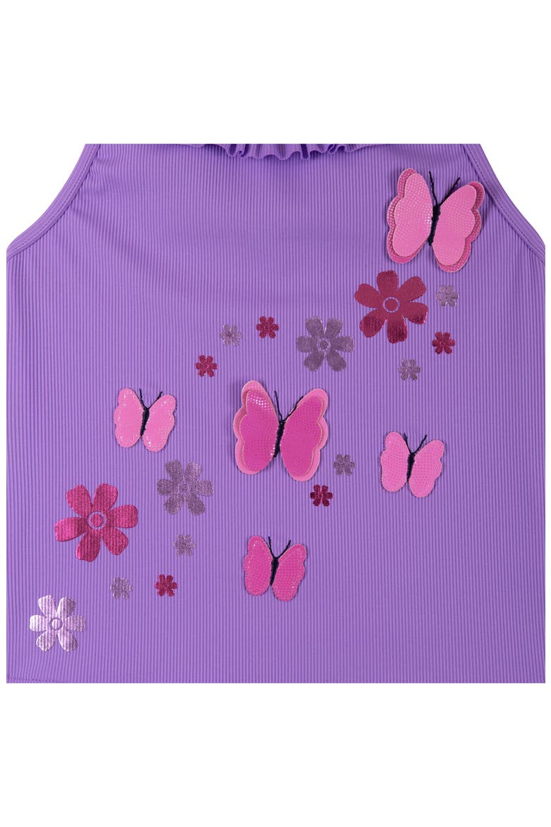 Kids' Appliqué Ruffle Two-Piece Swimsuit, Alternate, color, PURPLE