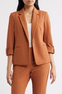 AK ANNE KLEIN Roll-Tab Sleeve Jacket