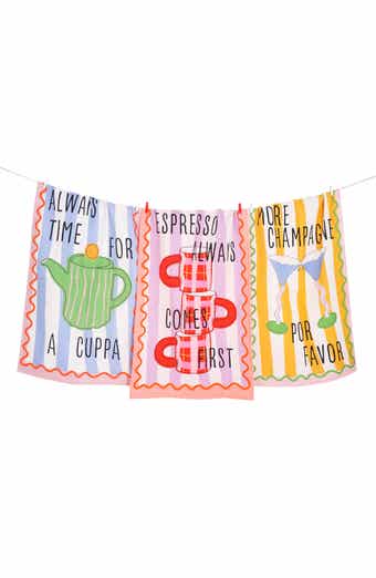 Set of Three Convivial Beverage Kitchen Towels