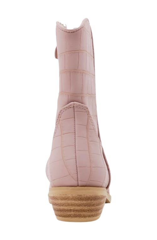 Shushop Kids' Zouzou Croc Embossed Western Boot In Pink