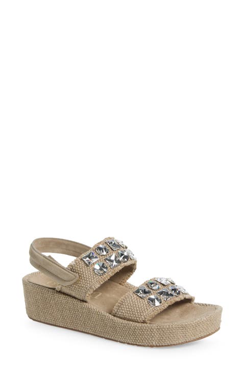 Pedro Garcia Crystal Embellished T-Strap Thong Sandals