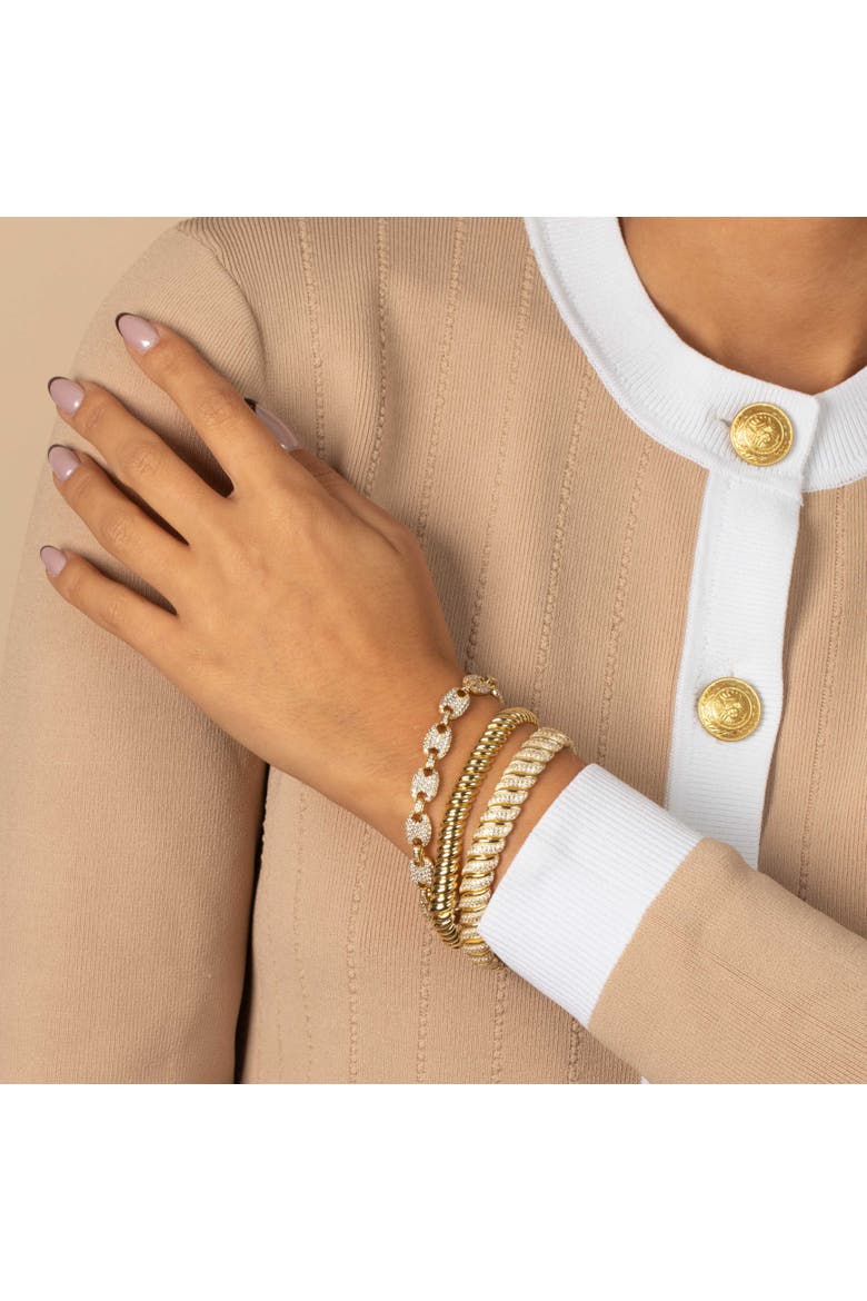 Fancy Pave Tennis Link Bracelet, Alternate, color, Gold