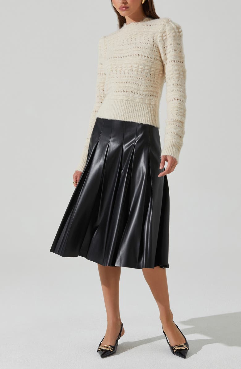 ASTR the Label Vena Pleated Faux Leather Skirt, Alternate, color, 