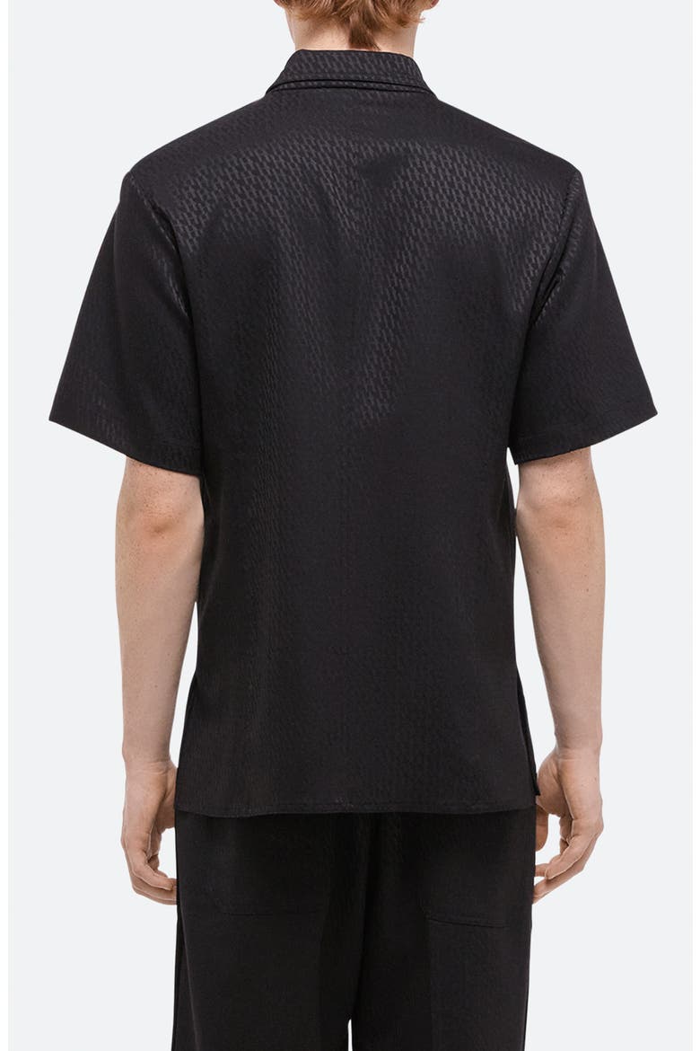 Modest Jacquard Satin Camp Shirt, Alternate, color, BLACK/ BLACK