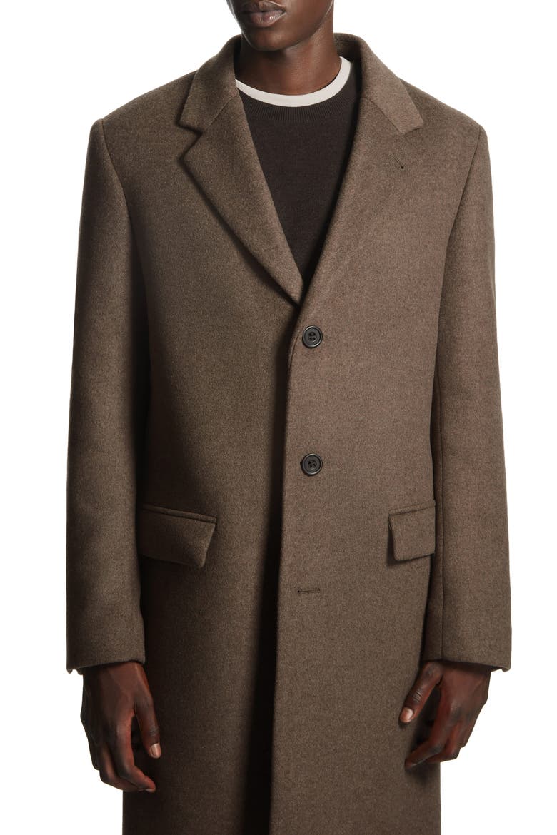 Wool Blend Overcoat, Main, color, BROWN MARL