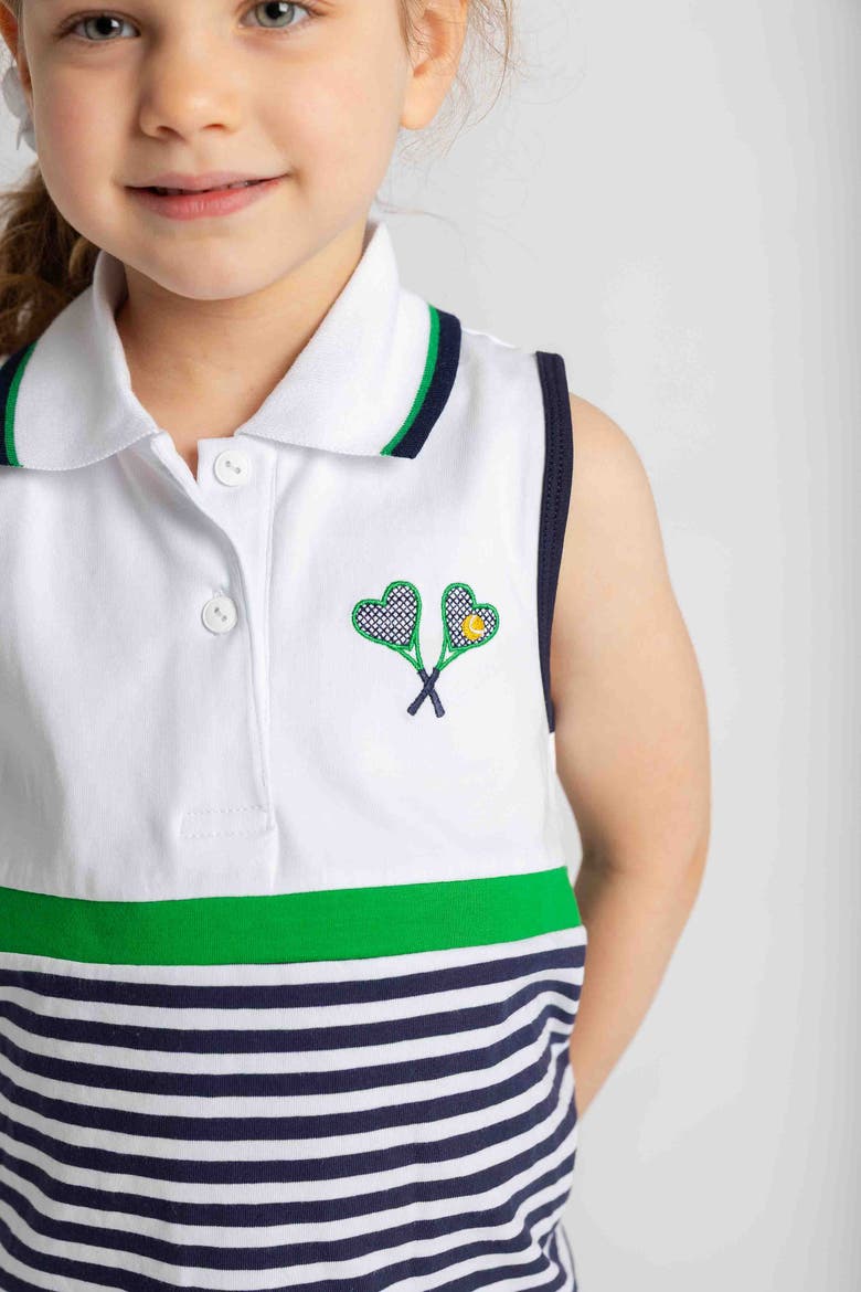 Knit Short Set with Tennis Rackets, Alternate, color, Navy/White