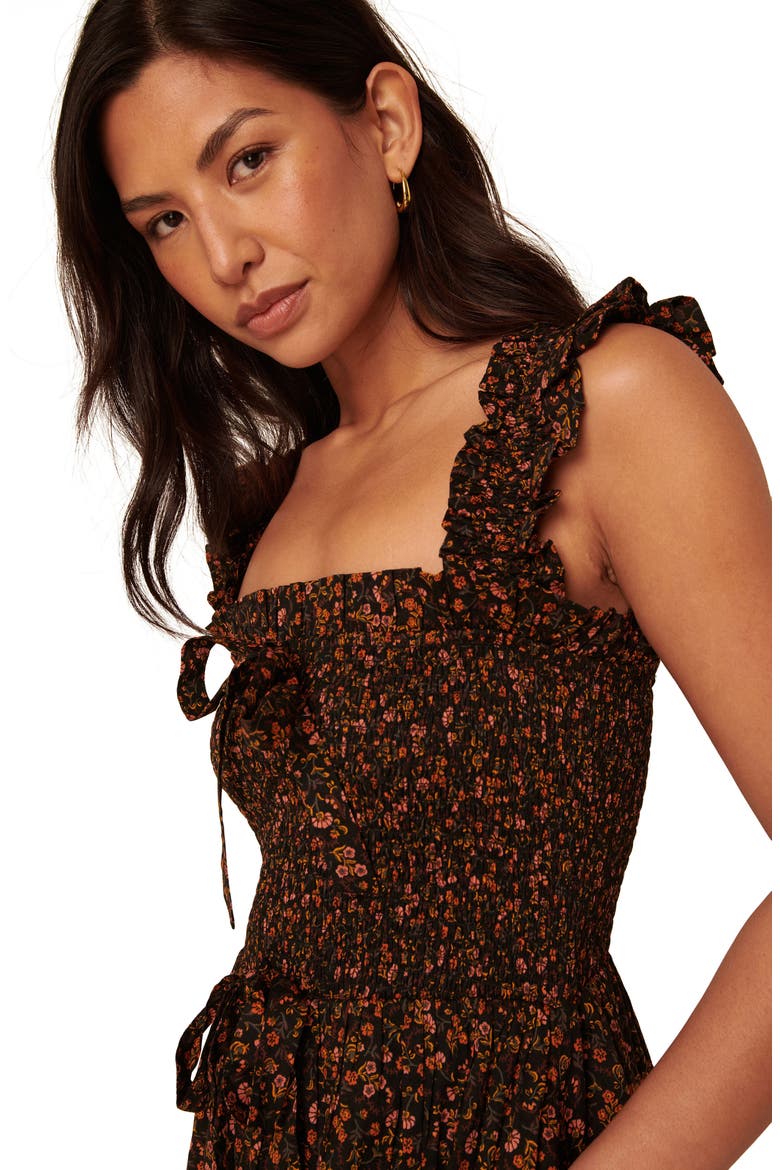 Christina Floral Organic Cotton Midi Sundress, Alternate, color, BLACK FLORAL MULTI
