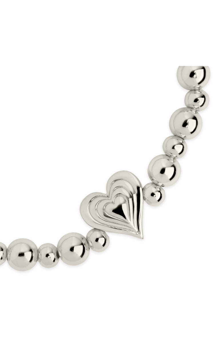 Sterling Forever Beating Heart Beaded Stretch Bracelet, Alternate, color, 
