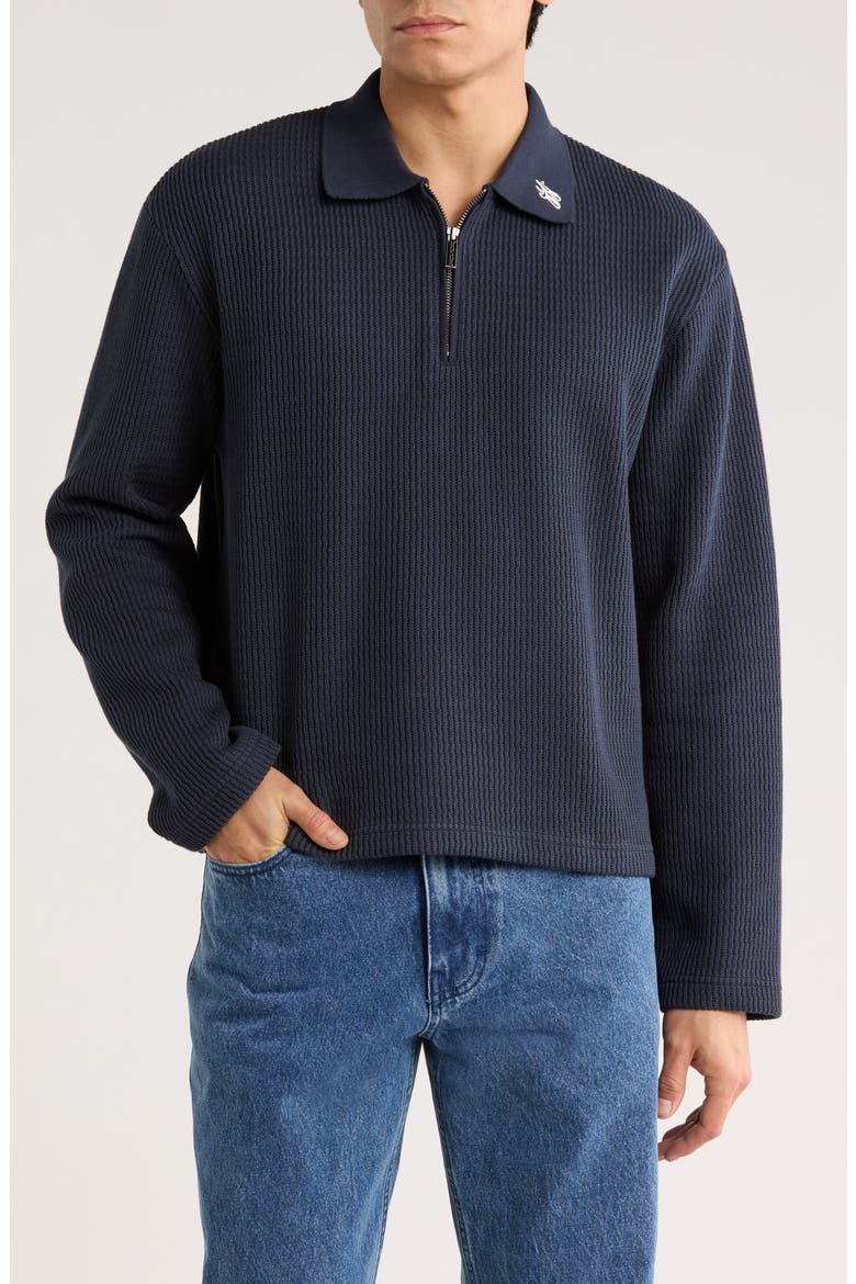 Wavy Knit Long Sleeve Zip Polo (Men) | Nordstrom
