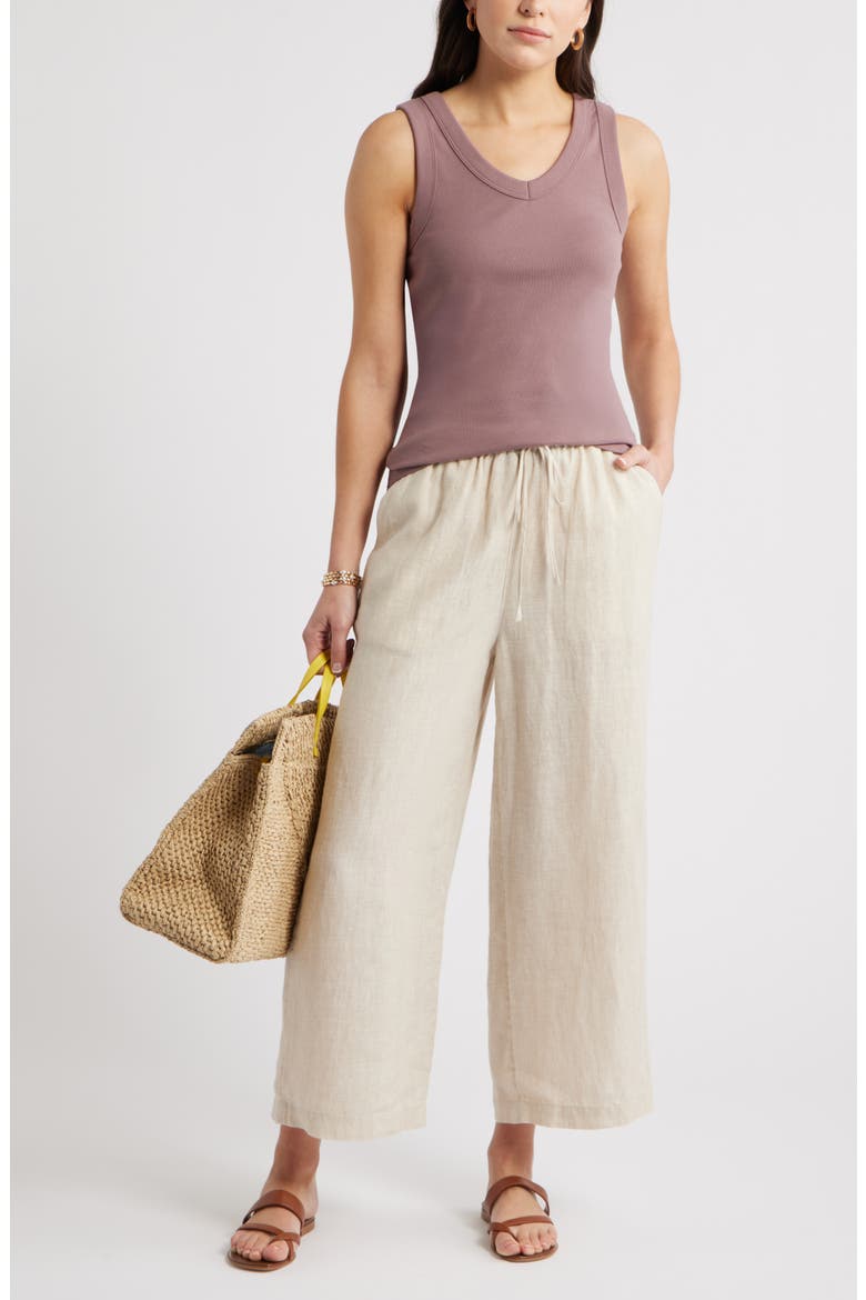 V-Neck Rib Cotton Tank, Alternate, color, PURPLE TAUPE