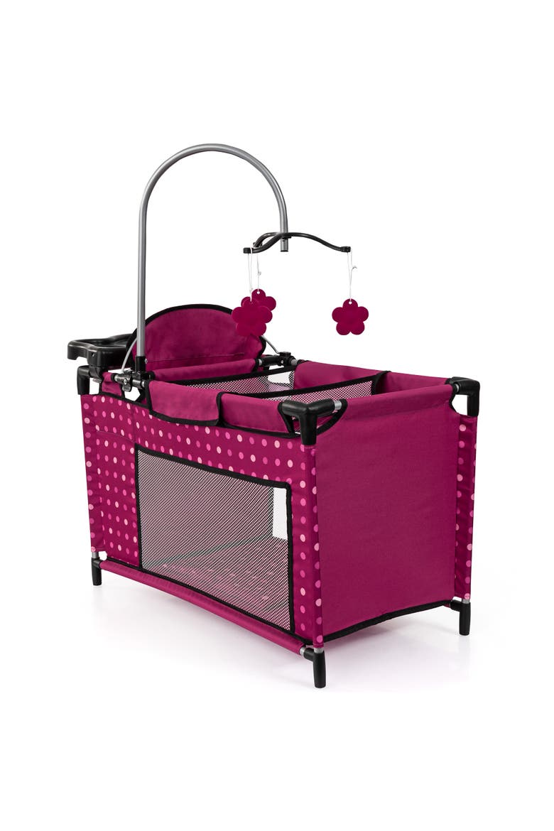 Hot Pink Multibed Playpen For Dolls With Highchair & Mobile, Alternate, color, Multicolored