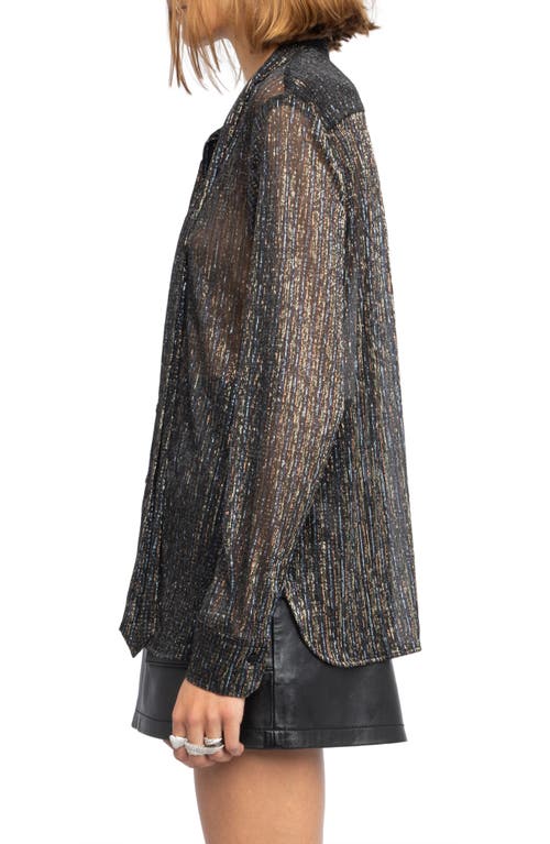 Zadig & Voltaire Tulba Shimmer Tie Neck Shirt In Black