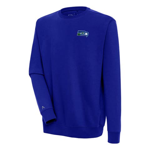 Men's Antigua Royal Seattle Seahawks Throwback Logo Victory Pullover Sweatshirt