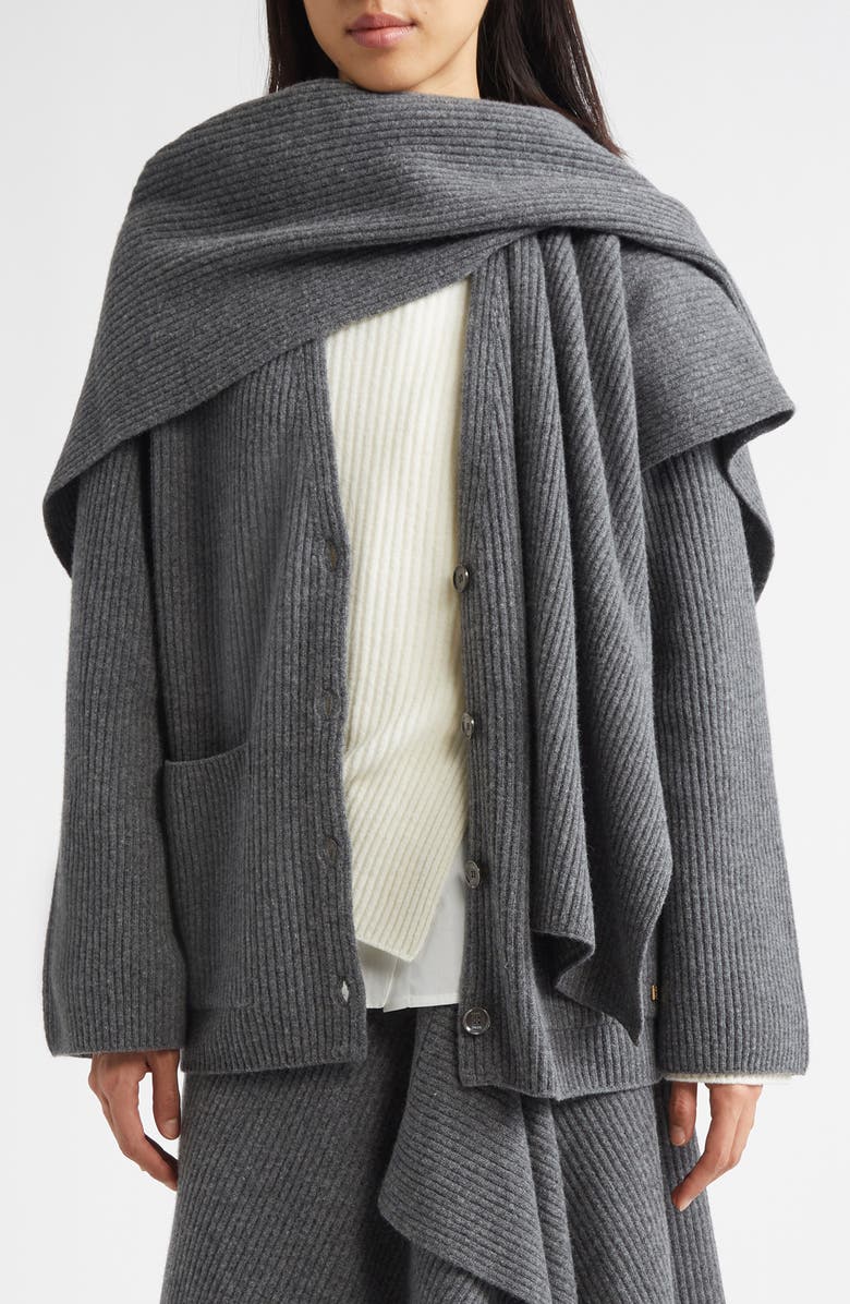 EENK Collared Rib Cardigan, Main, color, Grey