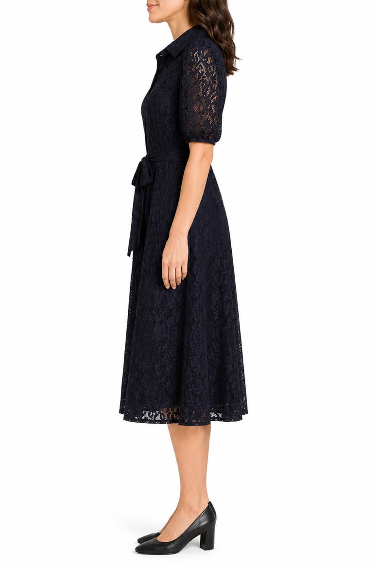 Stretch Lace Short Sleeve Shirtdress, Alternate, color, NANETTE NAVY