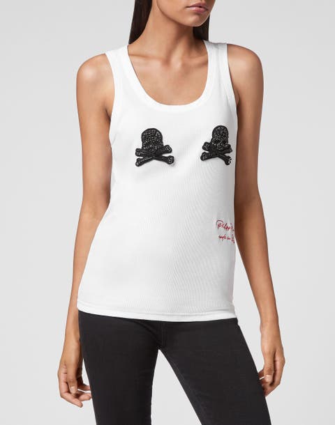 Tank Top Crystal Skull With Crystals Women