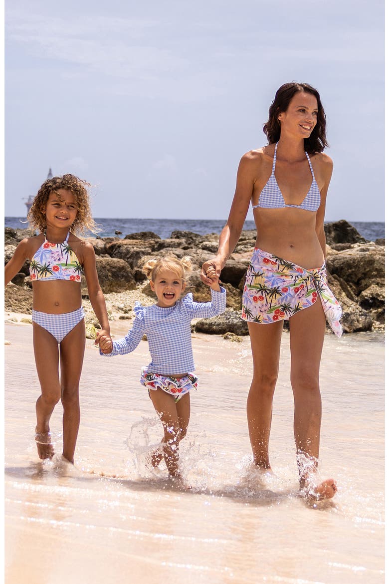 Ciao Paradiso Ruffle Long Sleeve UPF 50+ Two-Piece Swimsuit, Alternate, color, BLUE