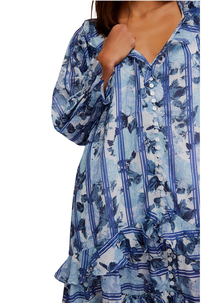 Garden Wonders Long Sleeve Cotton Maxi Dress, Alternate, color, BLUE COMBO