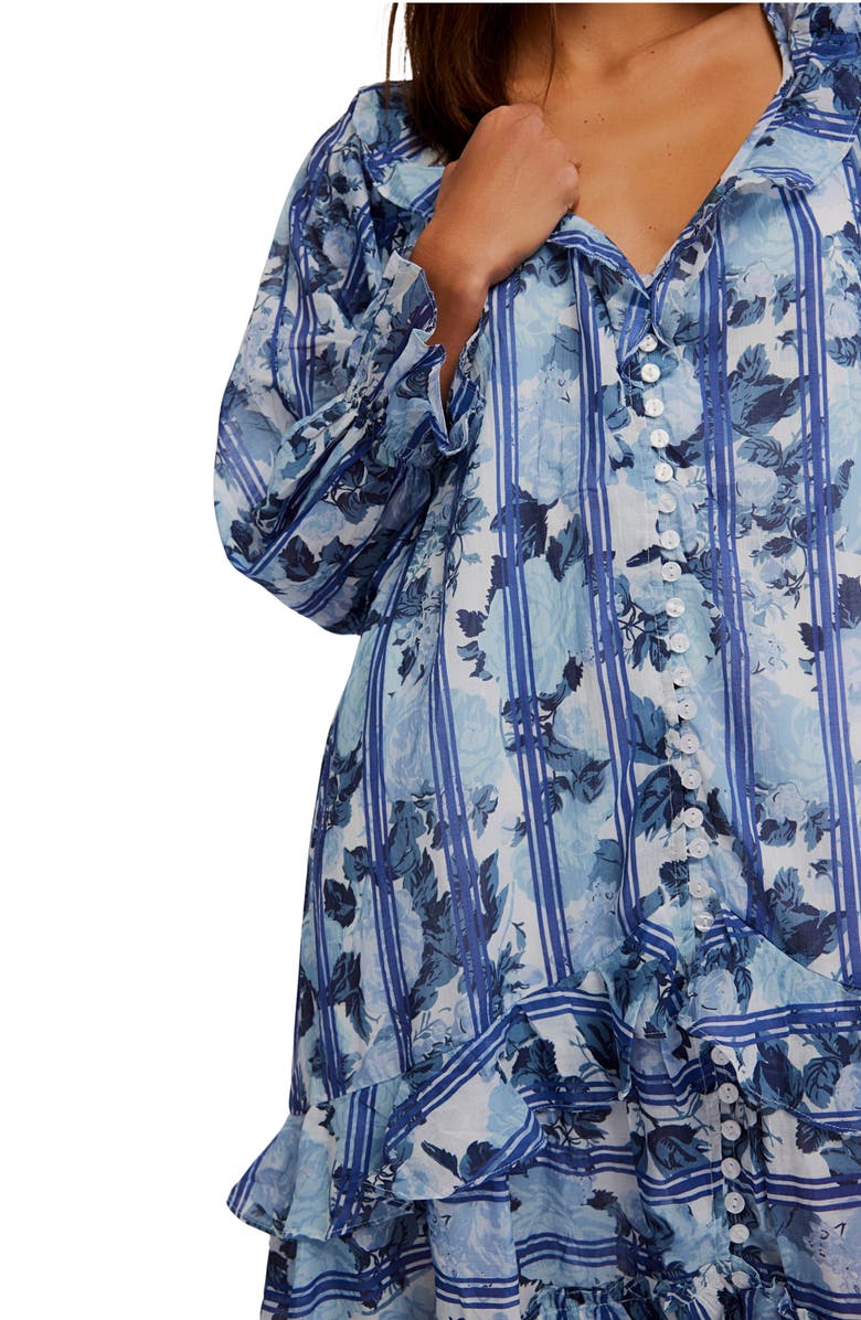 Free People Garden Wonders Long Sleeve Cotton Maxi Dress, Alternate, color, Blue Combo