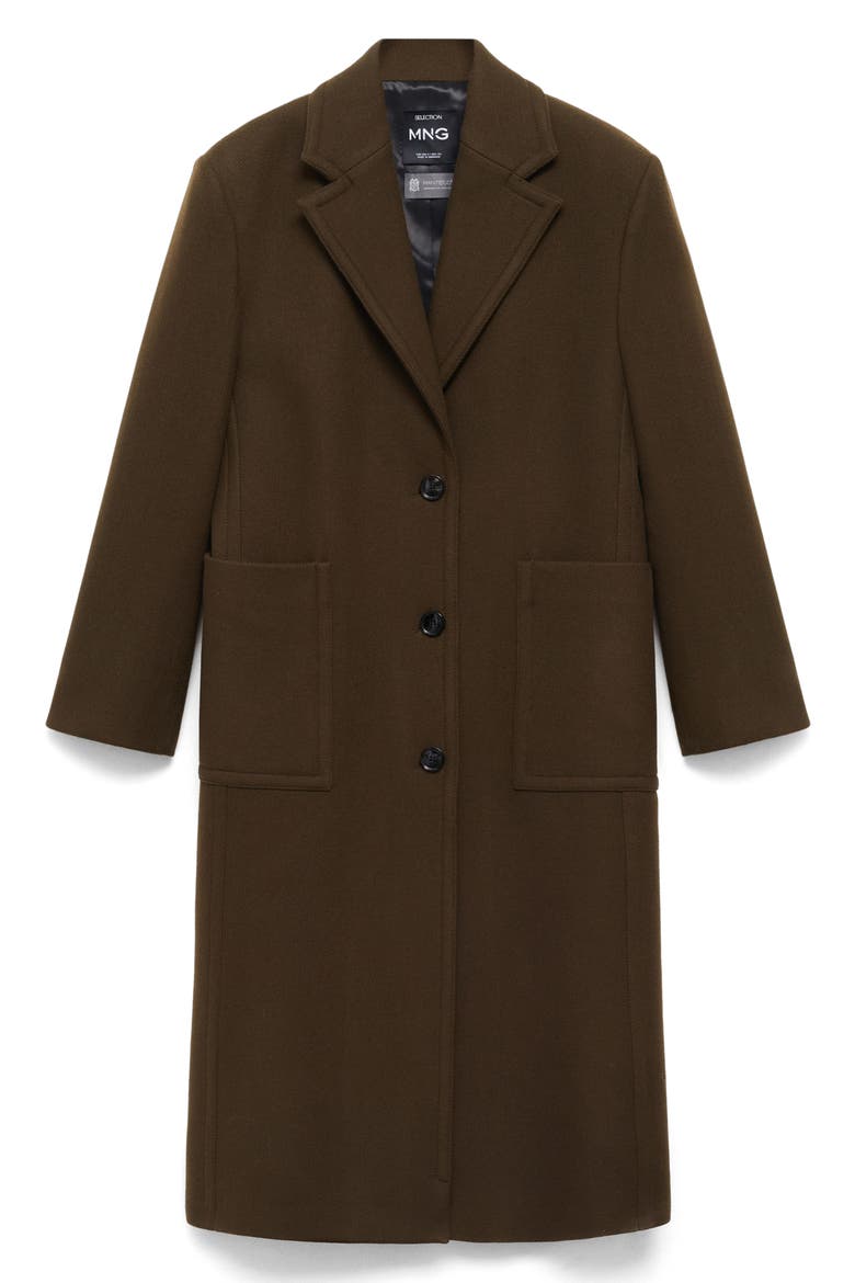 Pocketed Virgin Wool Blend Coat, Alternate, color, KHAKI BROWN