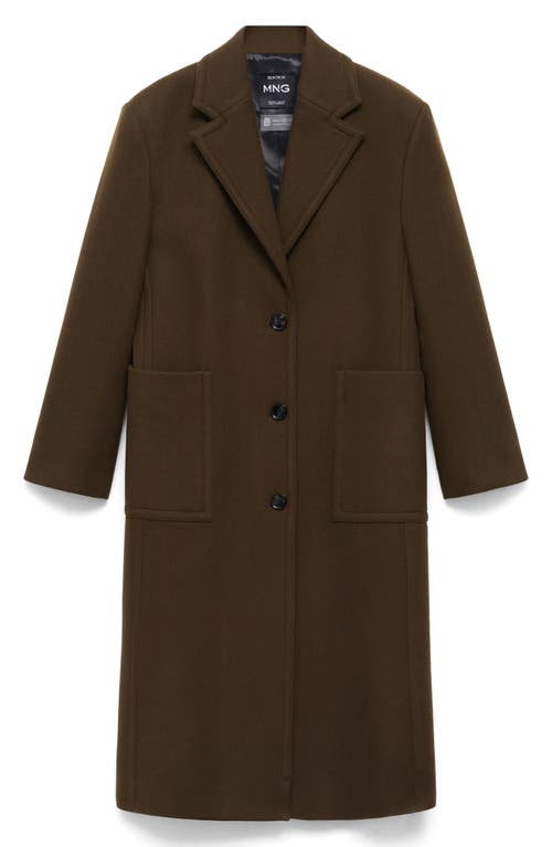 Mango Virgin Wool Coat With Pockets Khaki In Khaki Brown