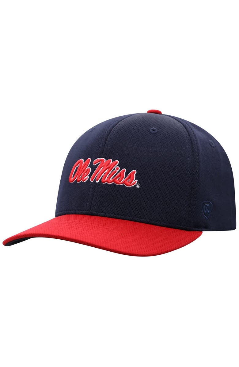 TOP OF THE WORLD Men's Top of the World Navy/Red Ole Miss Rebels Reflex Two-Tone Flex Hat, Alternate, color, 