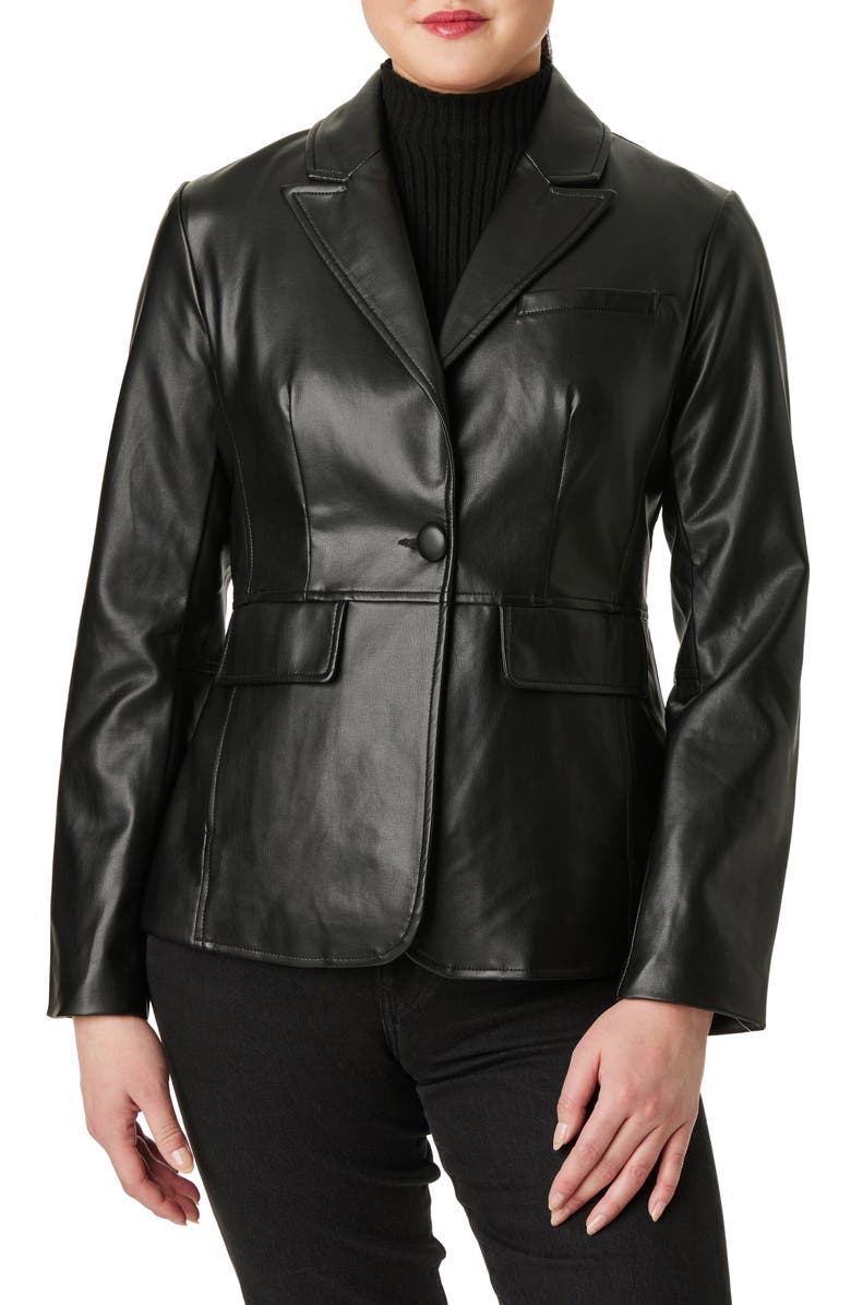 Sanctuary Faux Leather Blazer, Main, color,
