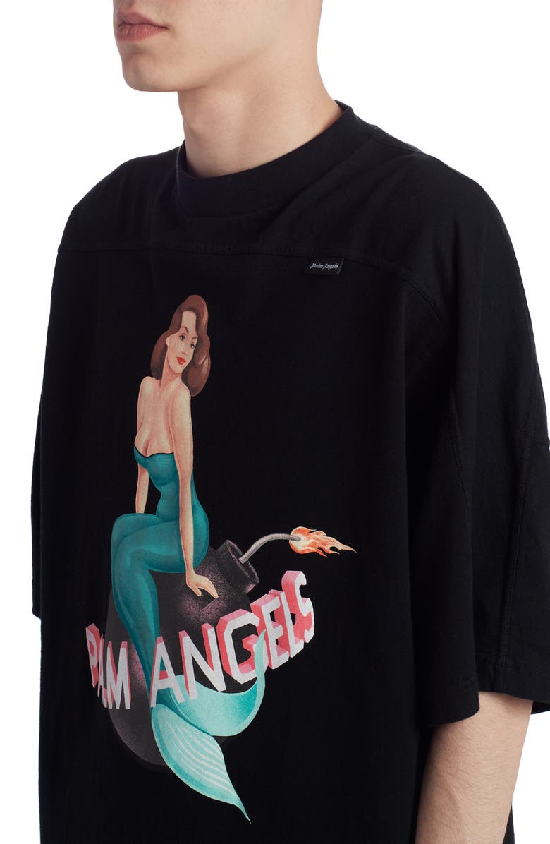 Palm Angels Logo Mermaid Graphic T-Shirt, Alternate, color, 