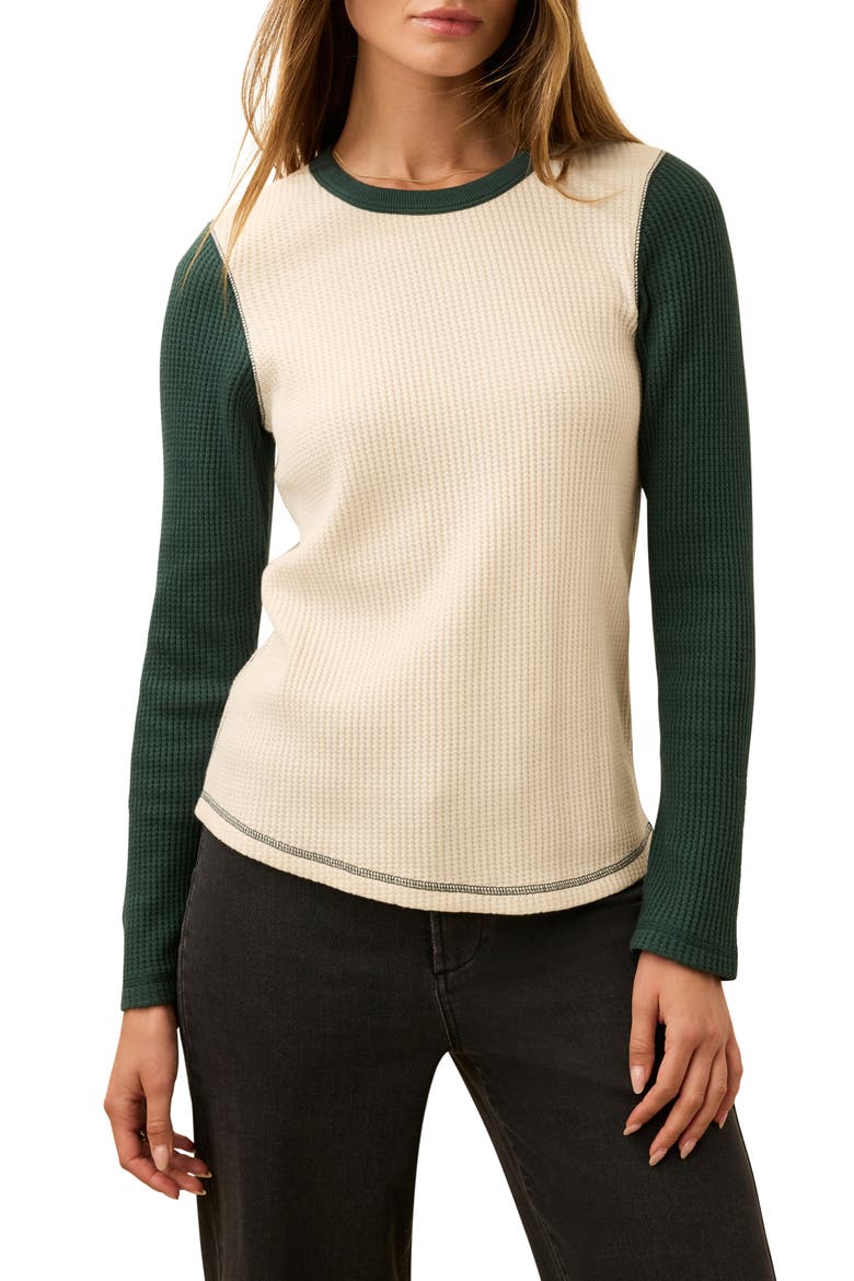 Apres Colorblock Long Sleeve Waffle Knit Top, Main, color, SEAMOSS VARSITY