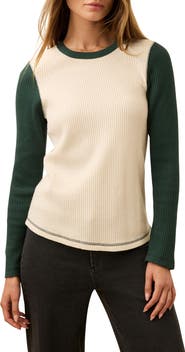 Faherty Apres Colorblock Long Sleeve Waffle Knit Top