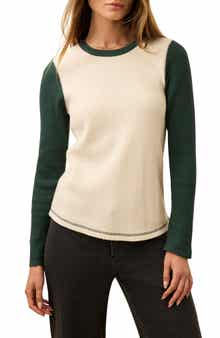 Faherty Apres Colorblock Long Sleeve Waffle Knit Top