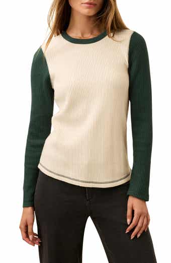 Faherty Apres Colorblock Long Sleeve Waffle Knit Top