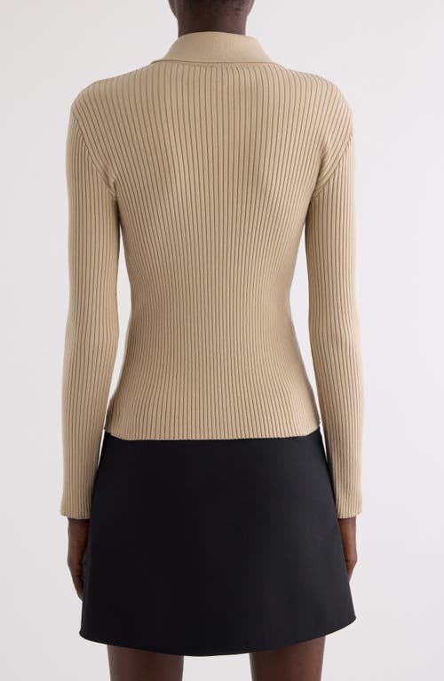 Courrèges Ribbed-knit Cardigan In Dark Sand