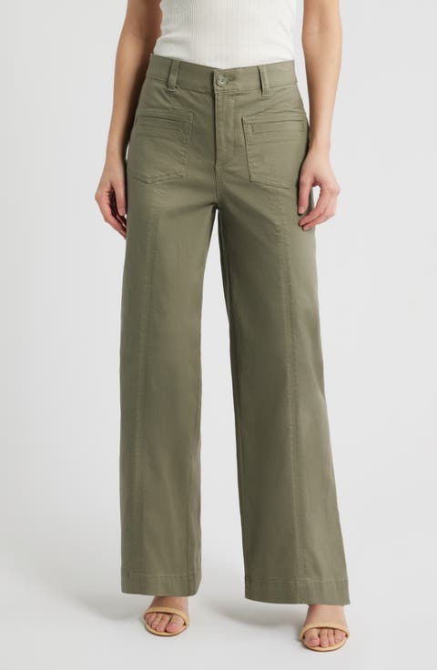 Skyrise Patch Pocket Wide Leg Pants