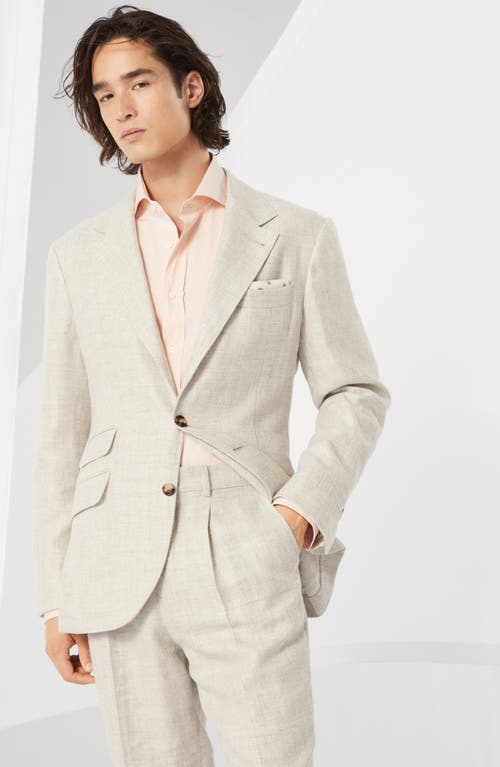 Brunello Cucinelli Linen-wool-silk Single-breasted Blazer In Yuta