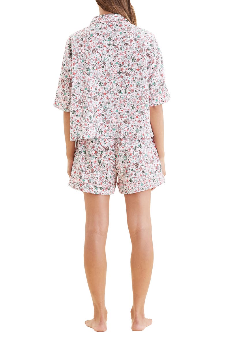 Papinelle Christmas Stars Cotton Sateen Short Pajamas, Alternate, color,