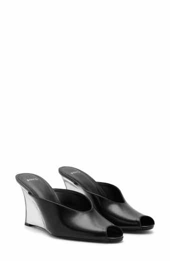Peep Toe Wedge Slide Sandal