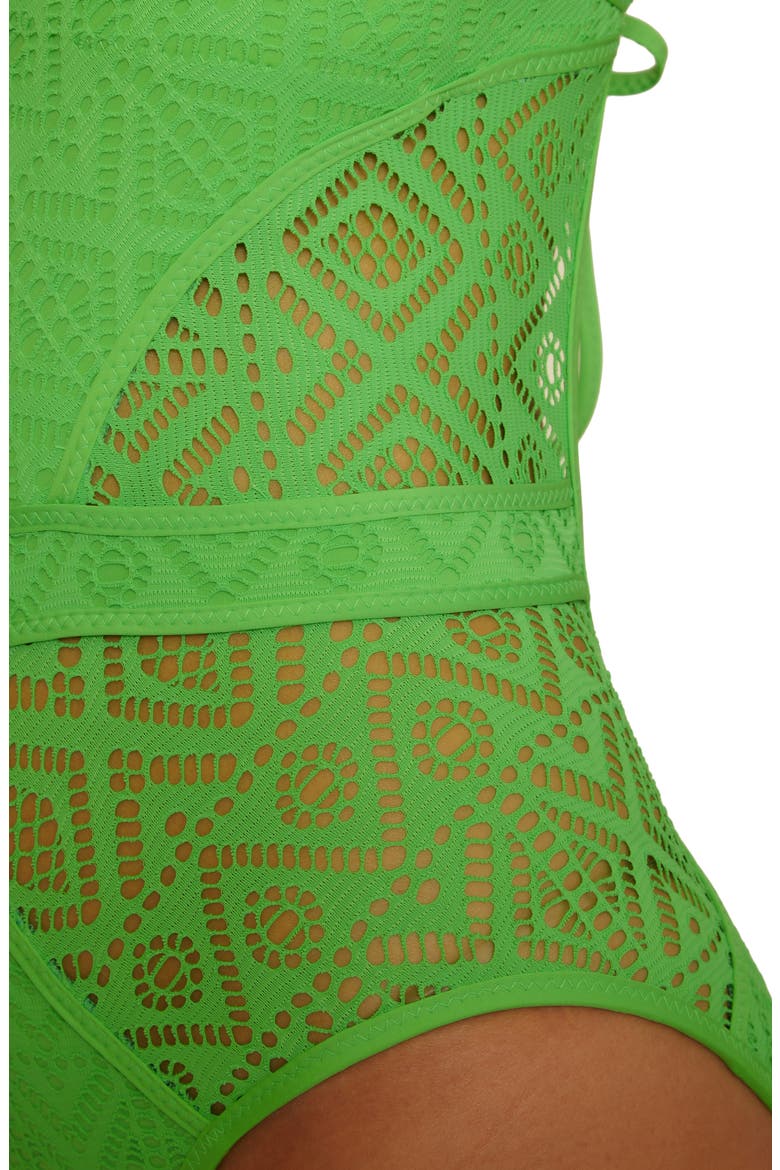 Keyhole One-Piece Swimsuit, Alternate, color, GREEN APPLE