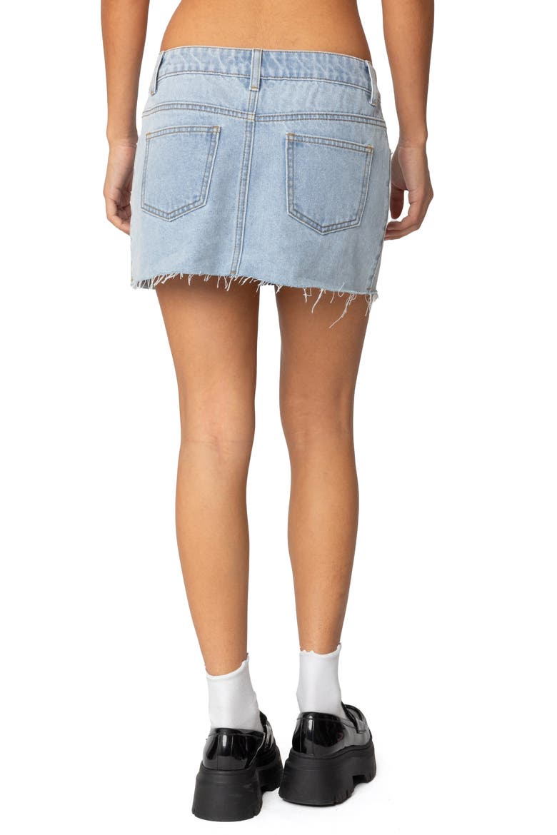 Shining Star Embellished Denim Miniskirt, Alternate, color, LIGHT-BLUE