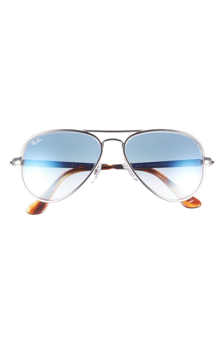 Ray-Ban Max Aviator 58mm Gradient Pilot Sunglasses, Main, color, Silver / Clear Gradient Blue